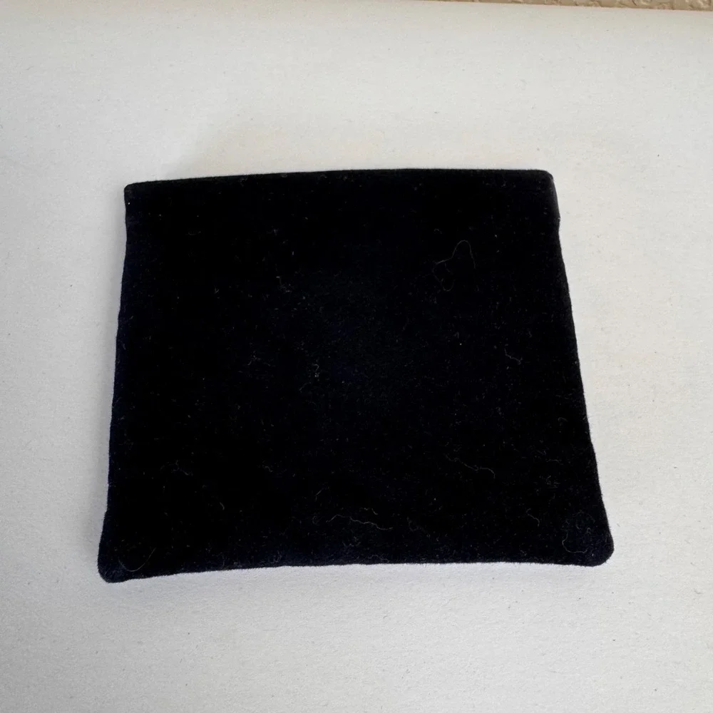 St John Empty Jewelry Pouch Black Velvet Dual Sided Vintage Designer Storage